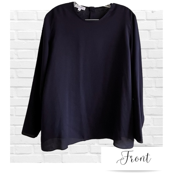 Giorgio Armani Vintage Silk Tunic Sheer Black Blouse Classic Y2K Women’s Size 14 - Picture 2 of 8